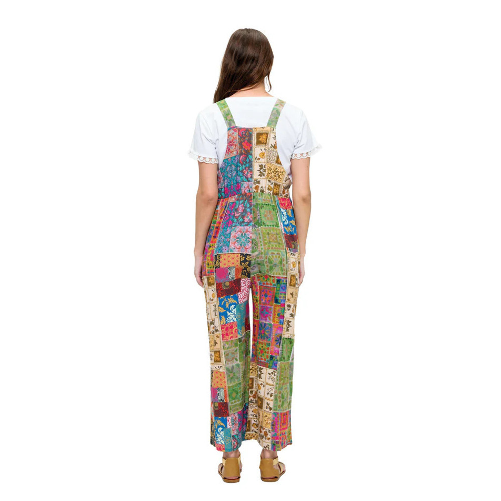 26871 M Yak & Yeti Boho Overall Patchwork Floral Garden Print Various Sizes - Picture 4 of 4